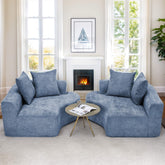 109” Curved Sectional Sofa, Chenille Fabric Modular Cloud Couch, No Assembly Required Half Moon Couch with Deep Seat, 4 Pillows, Blue